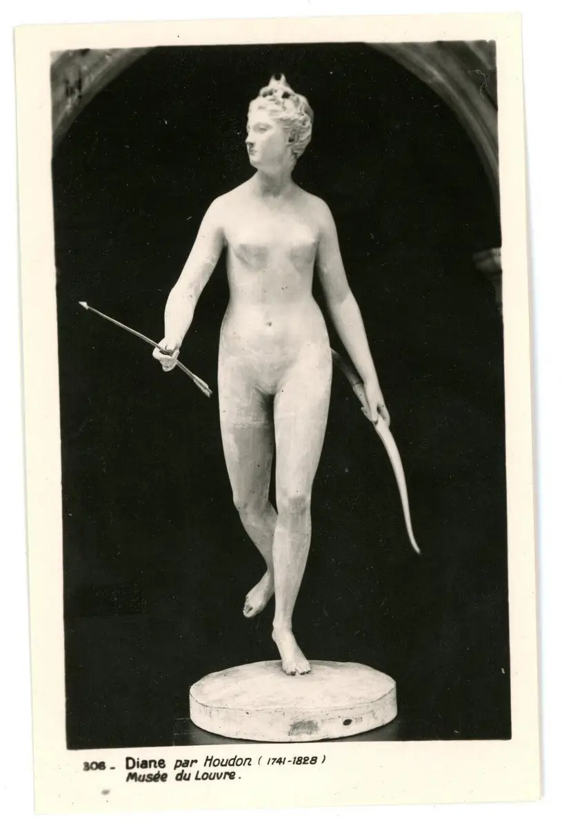 RPPC Postcard Louvre Museum Musee du Louvre Diane par Houdon Sculpture