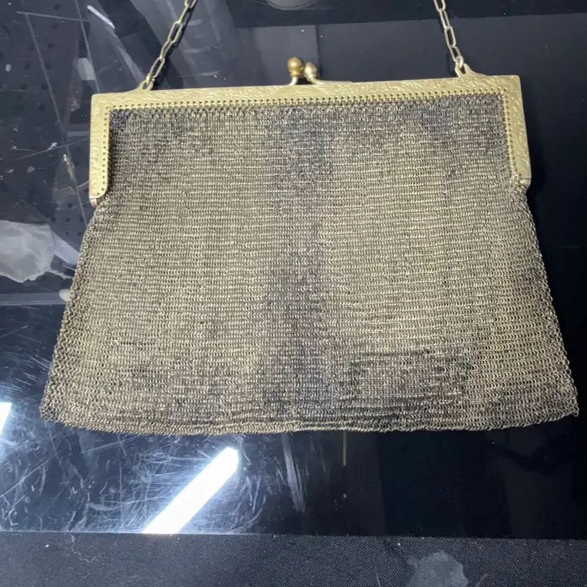 German Silver Brass Tone Mesh Purse