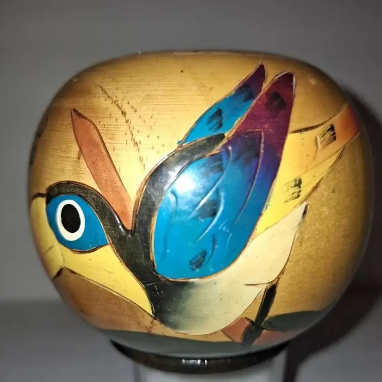 Wooden Hand Painted Parrot Box Made In Puerto Rico