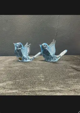 Pair of Vintage Swedish Ryds Art Glass Blue Birds – Scandinavian Figurines