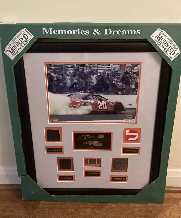 Tony Stewart Picture Mounted Memories Huge Race Used Metal Windshield Suit Tire brake pad