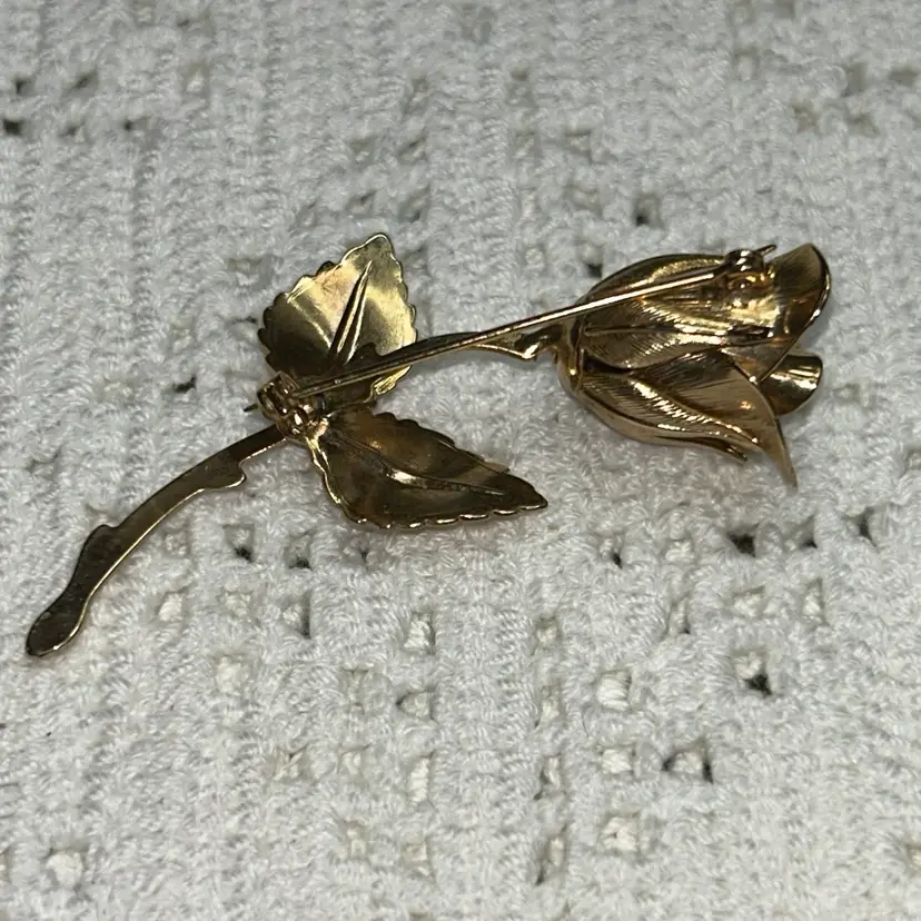 Vintage Gold-Tone Rose Brooch
