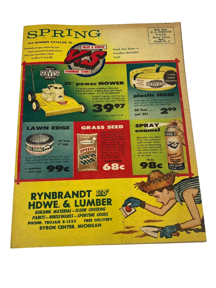 1961 V&S Hardware Stores Spring & Summer Catalog, Servess, 47pp, Byron Center MI