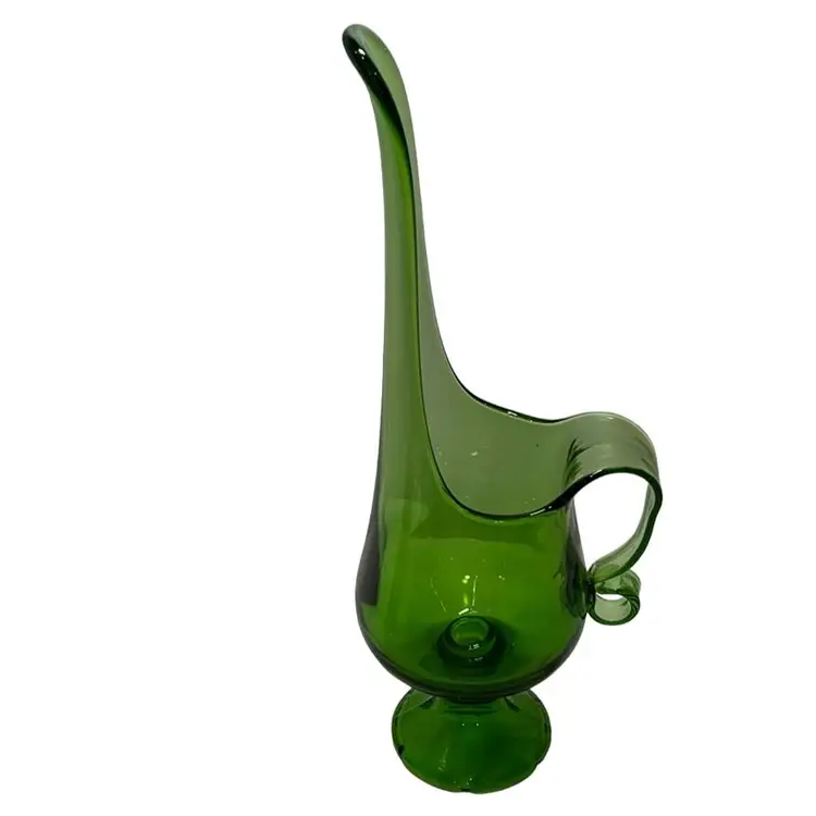 MCM Vtg Swung Glass Ewer/ Candleholder- 15”- EUC