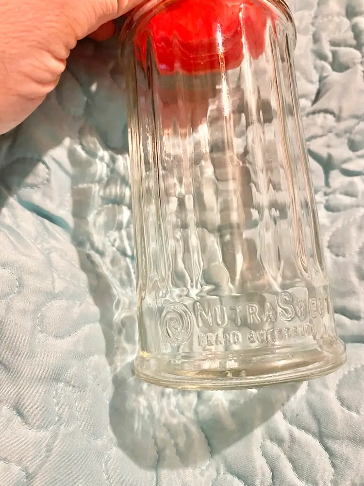 Vintage Nutra Sweet Glass Dispenser Jar Clear 7" tall