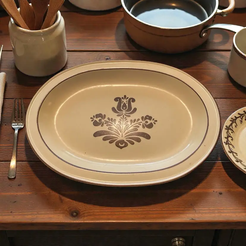 Pfaltzgraff Village 14" Oval Serving Platter 6-16 Stoneware Vintage Discontinued