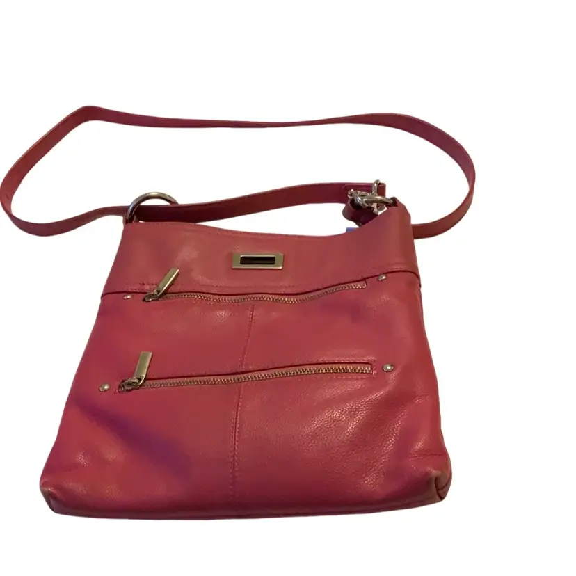 Pink New York Pink Leather Cross Body Hand Bag Purse