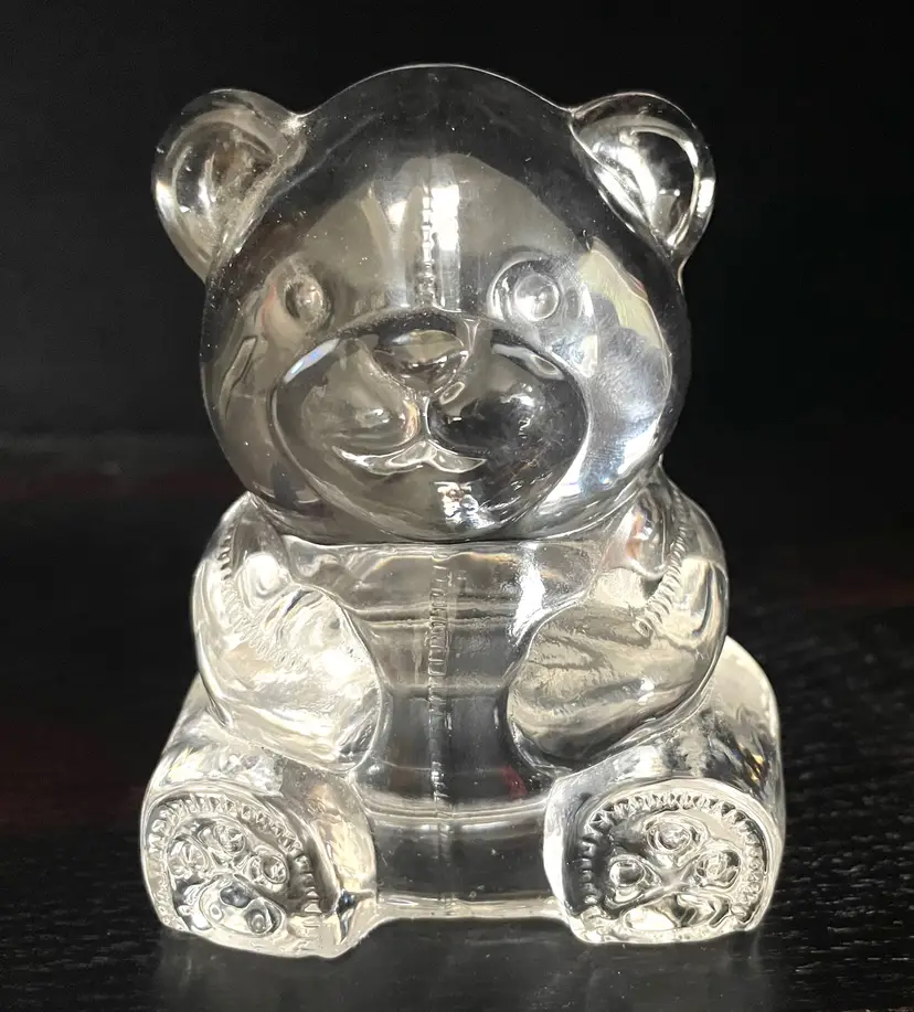 Adorable Clear Glass Teddy Bear Tea-light Voltive Candle Holder.