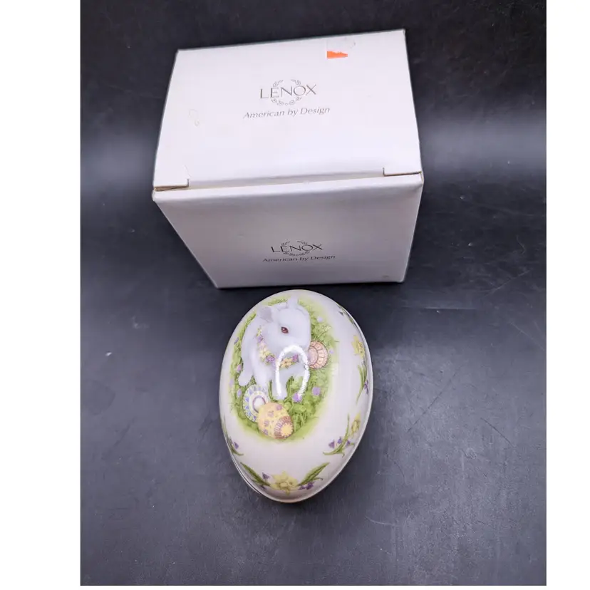 Vintage Lenox Bunny Trinket Box with Floral Design
