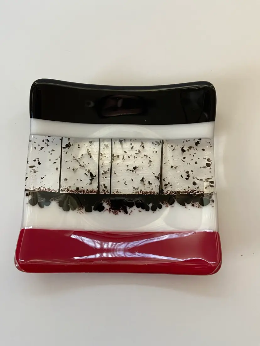 Fused Glass Trinket Dish 5” X 5”