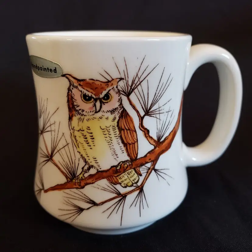 Owl in Tree Mug Otagiri 70's OMC Made in Japan Handpainted Design 3¾"T Vintage
