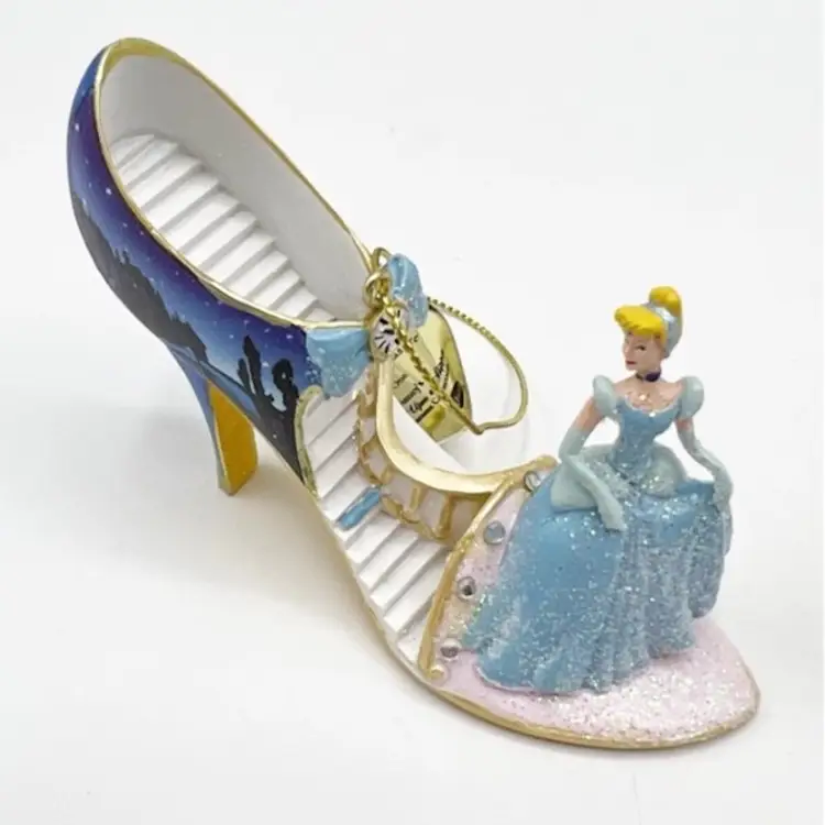 BRADFORD DISNEY ONCE UPON A SLIPPER Cinderella & Snow White Shoe Ornaments Set