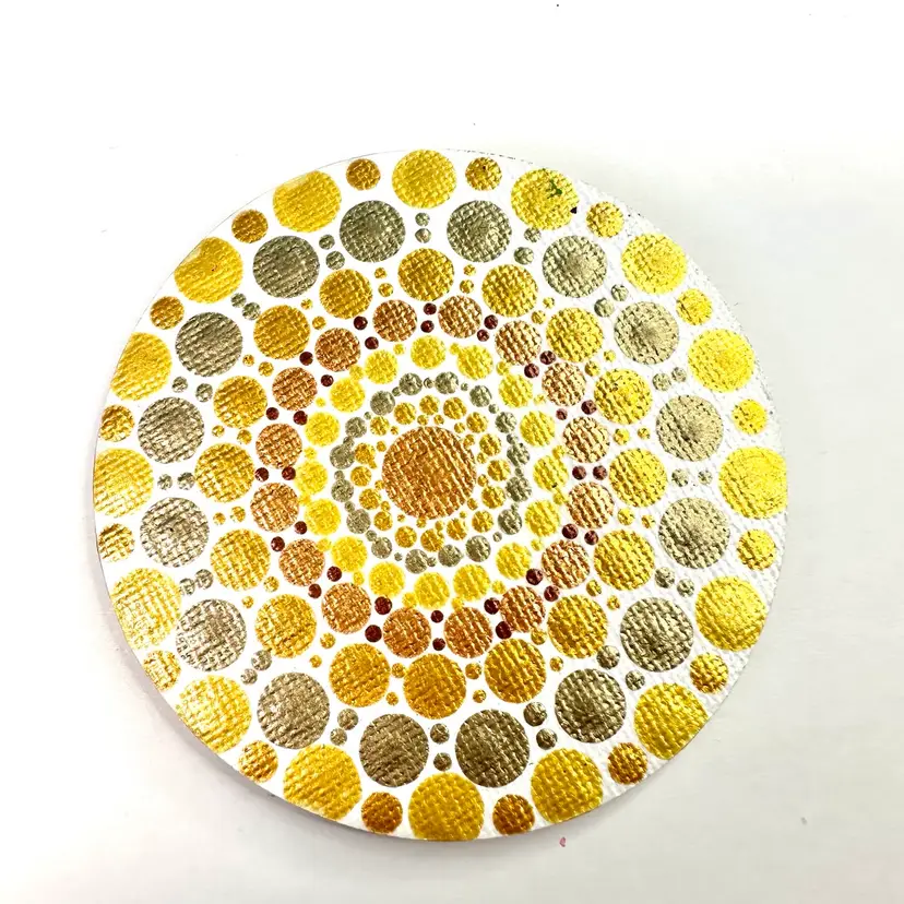 Dot Mandala Canvas Magnet Hand Painted By Me Gold Silver 3”D