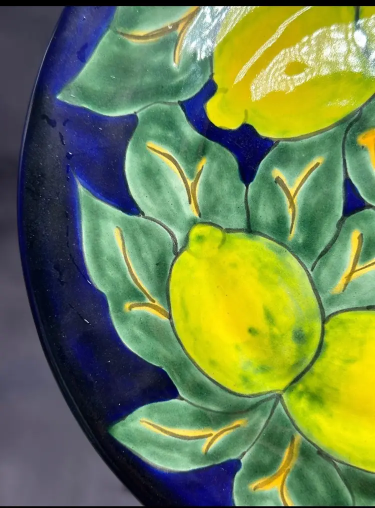 SALE Vintage DH GTO Mexico Beccera Signed Dinner Plate Wall Lemons Fruit Replacement