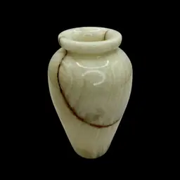 Onyx Natural Stone Vase Cream Brown Veins Translucent Approx 4” Tall