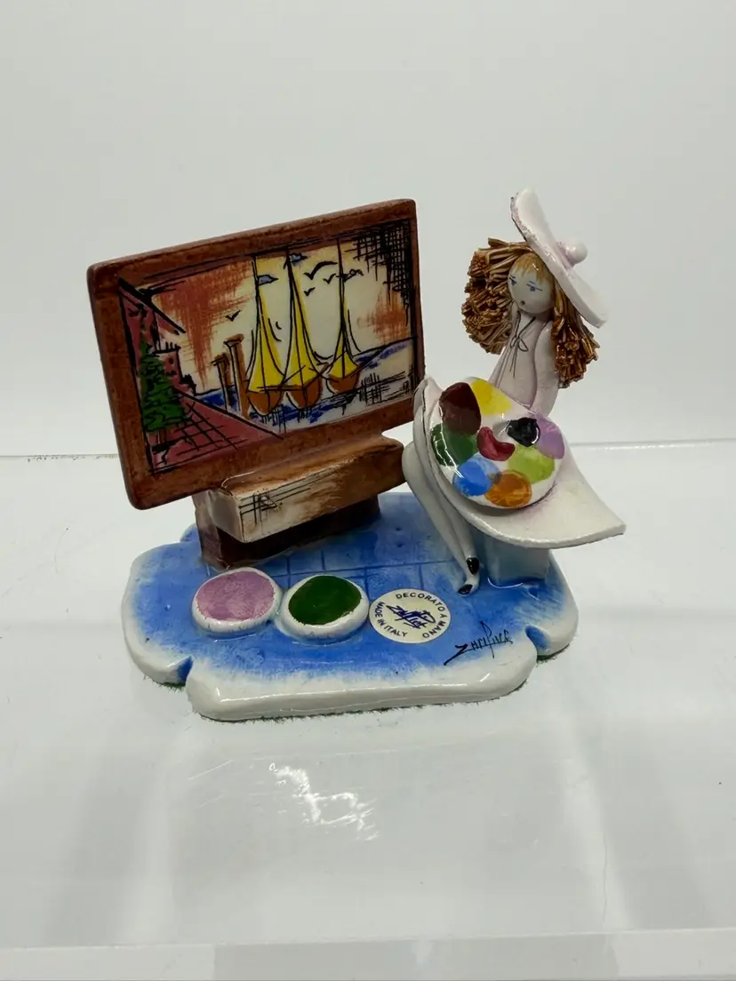 Zampiva “Painter Artist” Handmade Pottery Figurine ITALY Spaghetti Hair