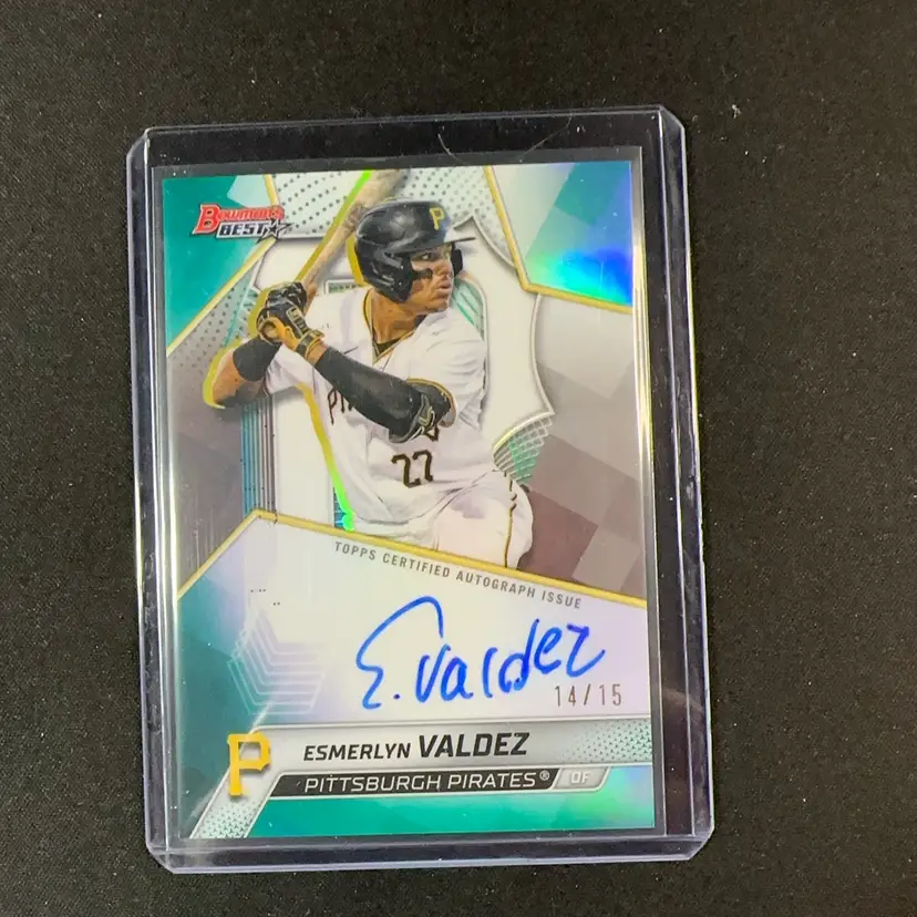 Esmerlyn Valdez 2025 Bowman’s Best Teal Auto /15 Pittsburgh Pirates