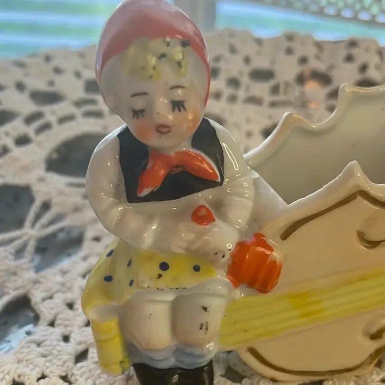 Vintage Girl with Cello Planter/ash tray.