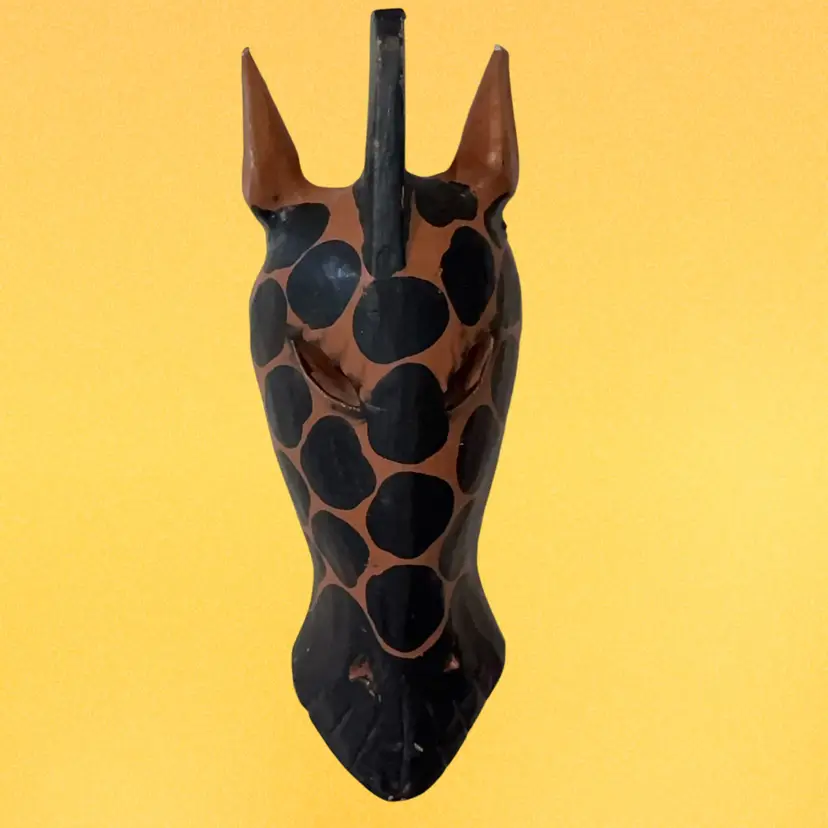 Hand Carved African Giraffe Mask Wall Hanging