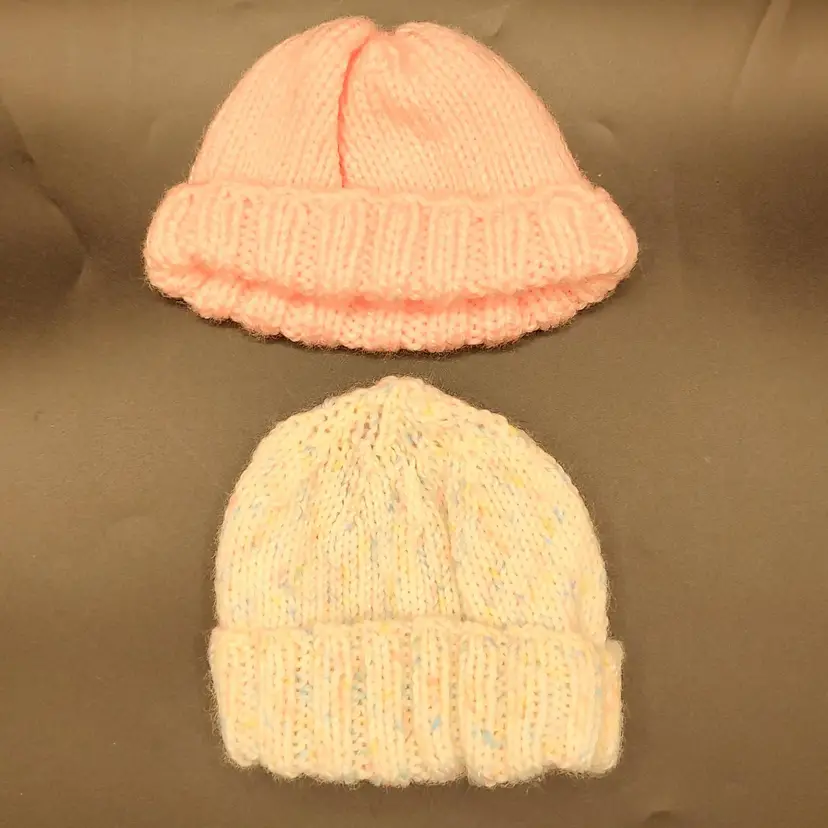 New Hand Knitted Pink And Multi Color Baby Hats