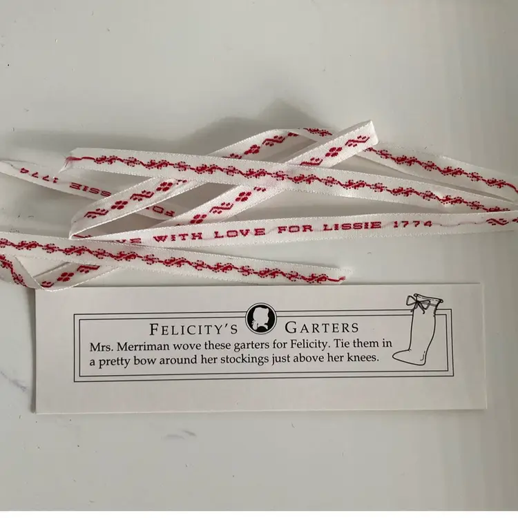 1991 American Girls Felicity’s School Story White Bonnet, Scarf and Garters Rare