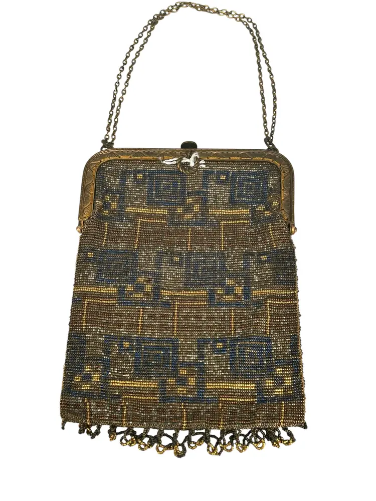 Antique French Gold & Silver Micro Beaded Flapper Purse