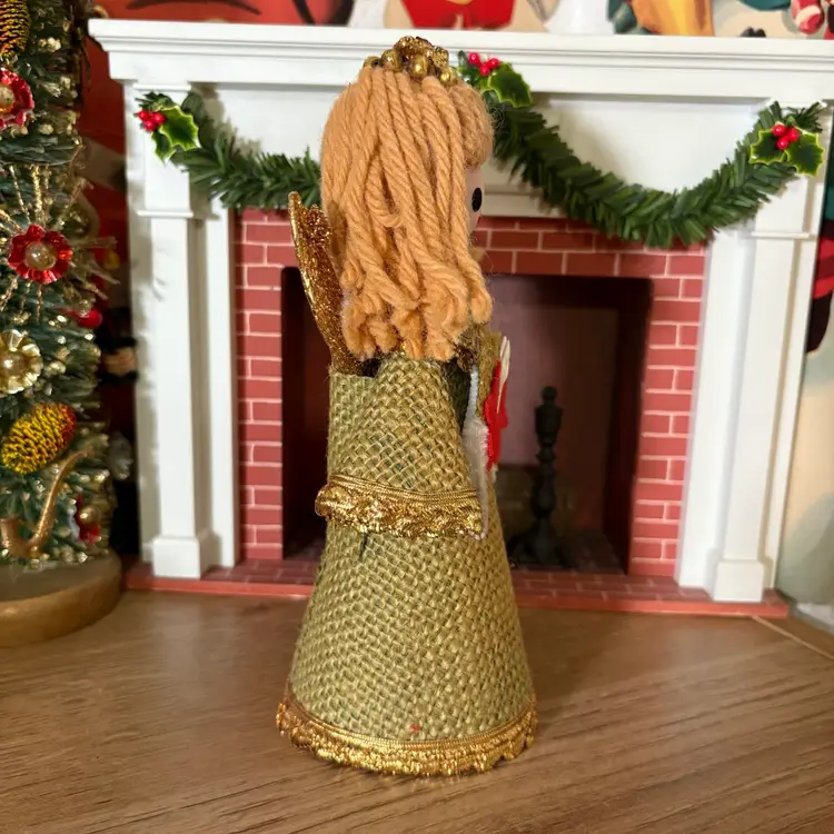 Vintage Christmas Burlap Cone Angel Japan (B)