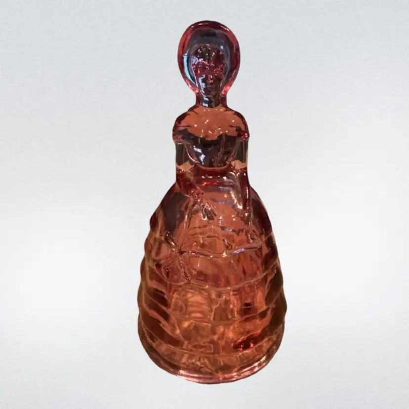 Vintage Pink Art Glass Victorian Southern Lady Woman Figurine, 8 “ tall
