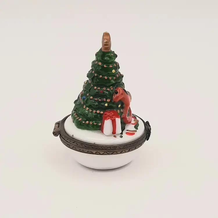 Vintage Hinged Christmas Tree Trinket Box