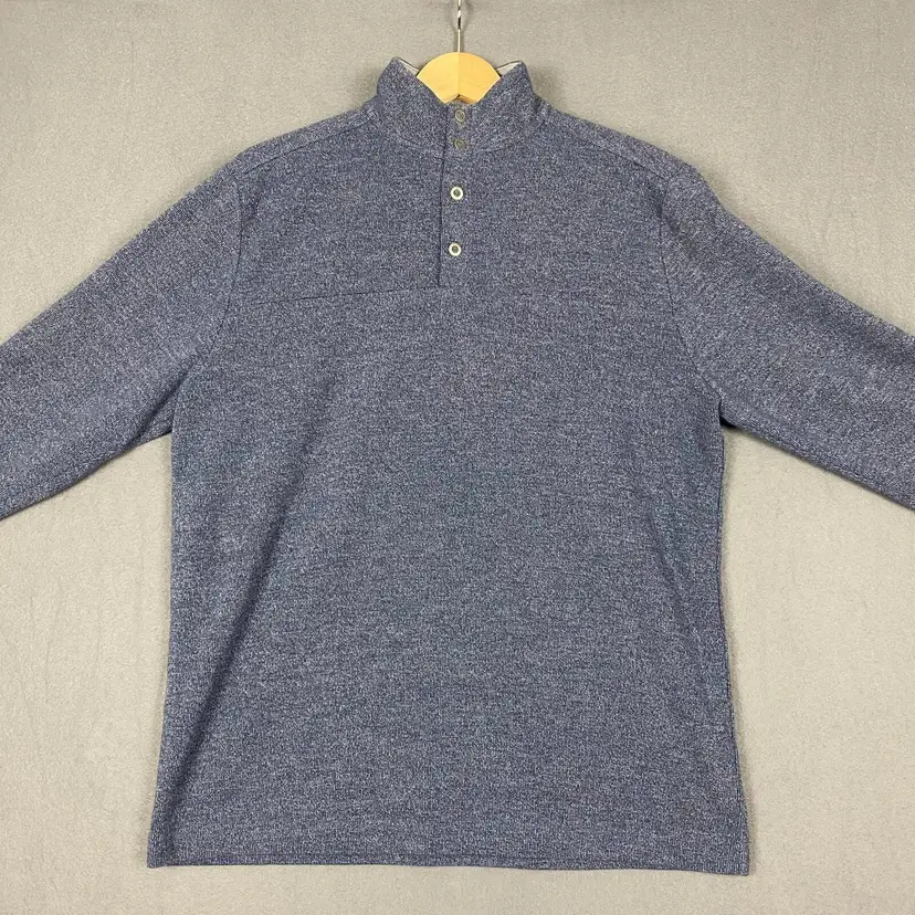 Johnnie O Sweater Men M Heather Blue Henley Pullover Golf Modern Classic Coastal 1354