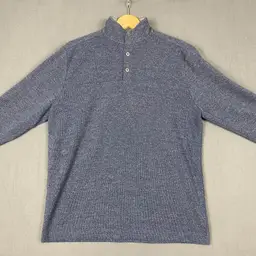 Johnnie O Sweater Men M Heather Blue Henley Pullover Golf Modern Classic Coastal 1354