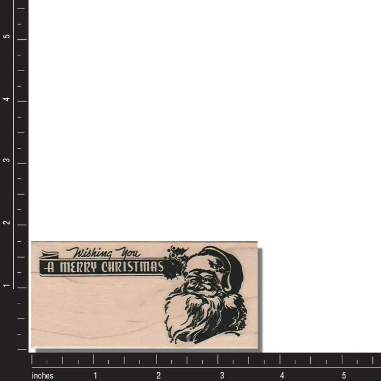 Retro Santa Wishing You A Merry Christmas Rubber Stamp