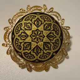 Round Damascene Brooch