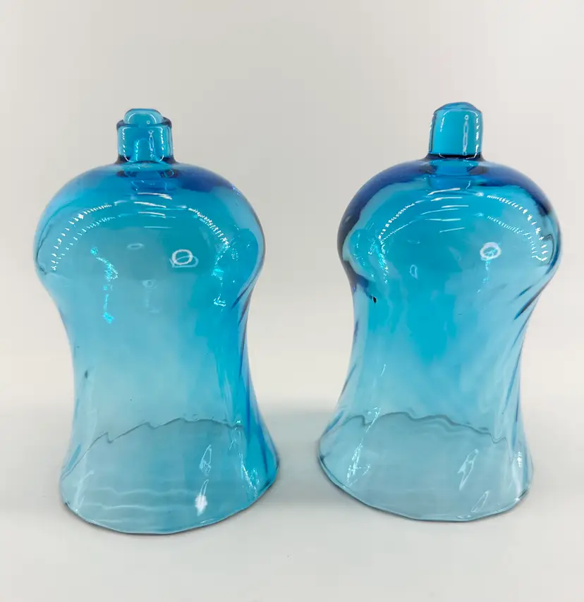 Set Of 2 Homco Blue Swirl Glass Votive Sconce Candle Holders