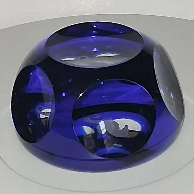 Vintage Seahorse Cobalt Cut To Clear, Faceted Crystal Paperweight, Webb Corbett~Royal Doulton