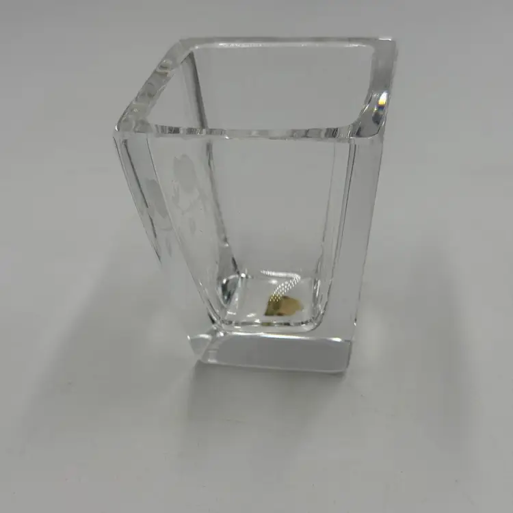 Orrefors Sweden Etched Crystal Glass Vase Bird On Branch Vintage Mini Bud Vase