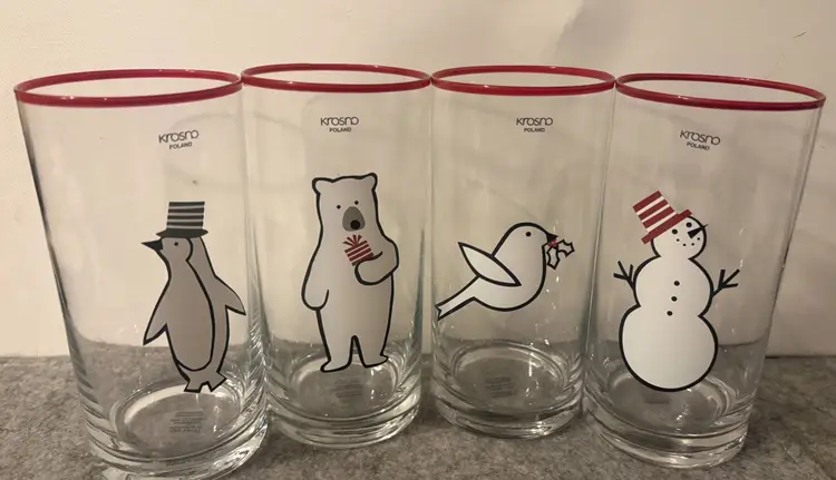 Crate & Barrel Artic Friends 18oz. Highball Tumblers New