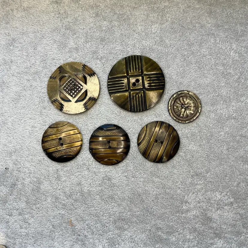 6 Art Deco Style 1930’s-40’s Celluloid Wafer Buttons