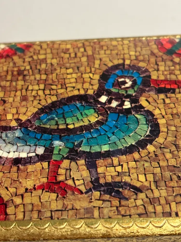 Small Italian Florentine Box With Mosaic Duck Design