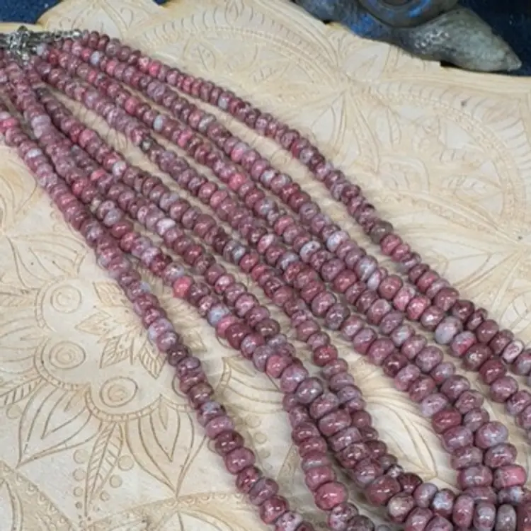 Thulite Rondel Bead Necklace