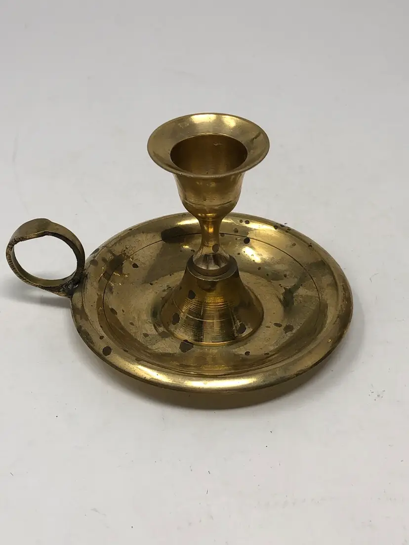 Little Brass Candle Holder with Finger Grip Handle