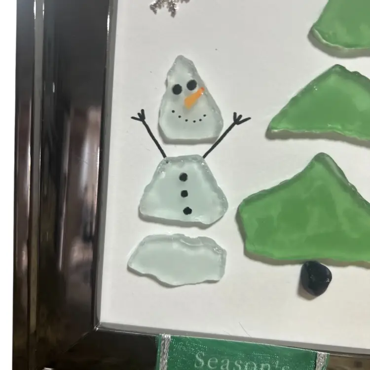 Sea Glass Snowman & Tree - Made By Me