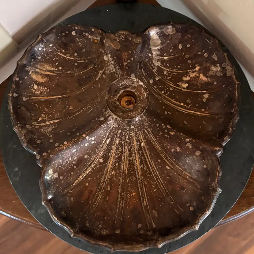 Vintage Silver Plated Three Shell Dish Tray with Candle Holder