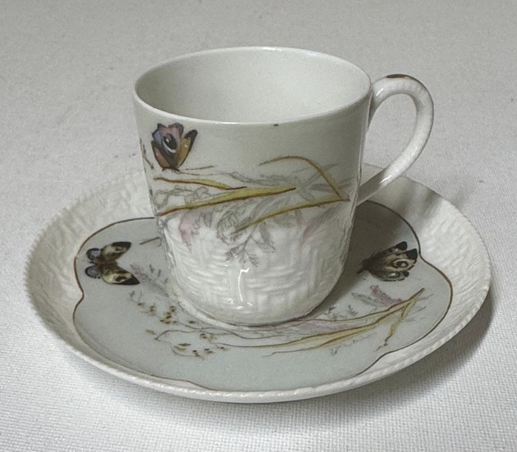 Haviland Meadow Visitors Demitasse Cup & Saucer Butterflies/Grasses gold trim