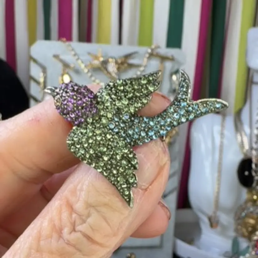 Green & Purple Bird Brooch