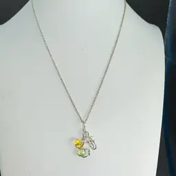 Lovely, Abstract, Wire Crystal Pendant, Silvertone, 20” Premier Design Chain