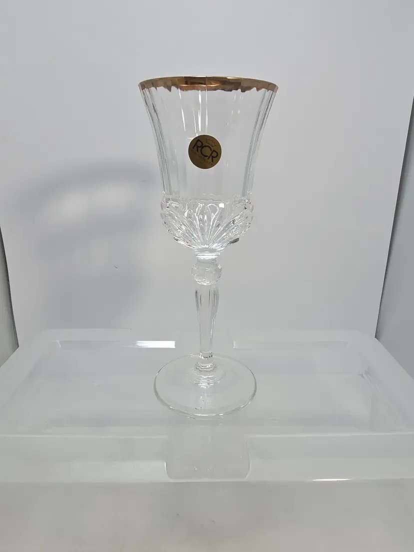 Vintage Royal Crystal Rock RCR Aurea Gold Trim Wine Glasses Lot Of 3 (#9)