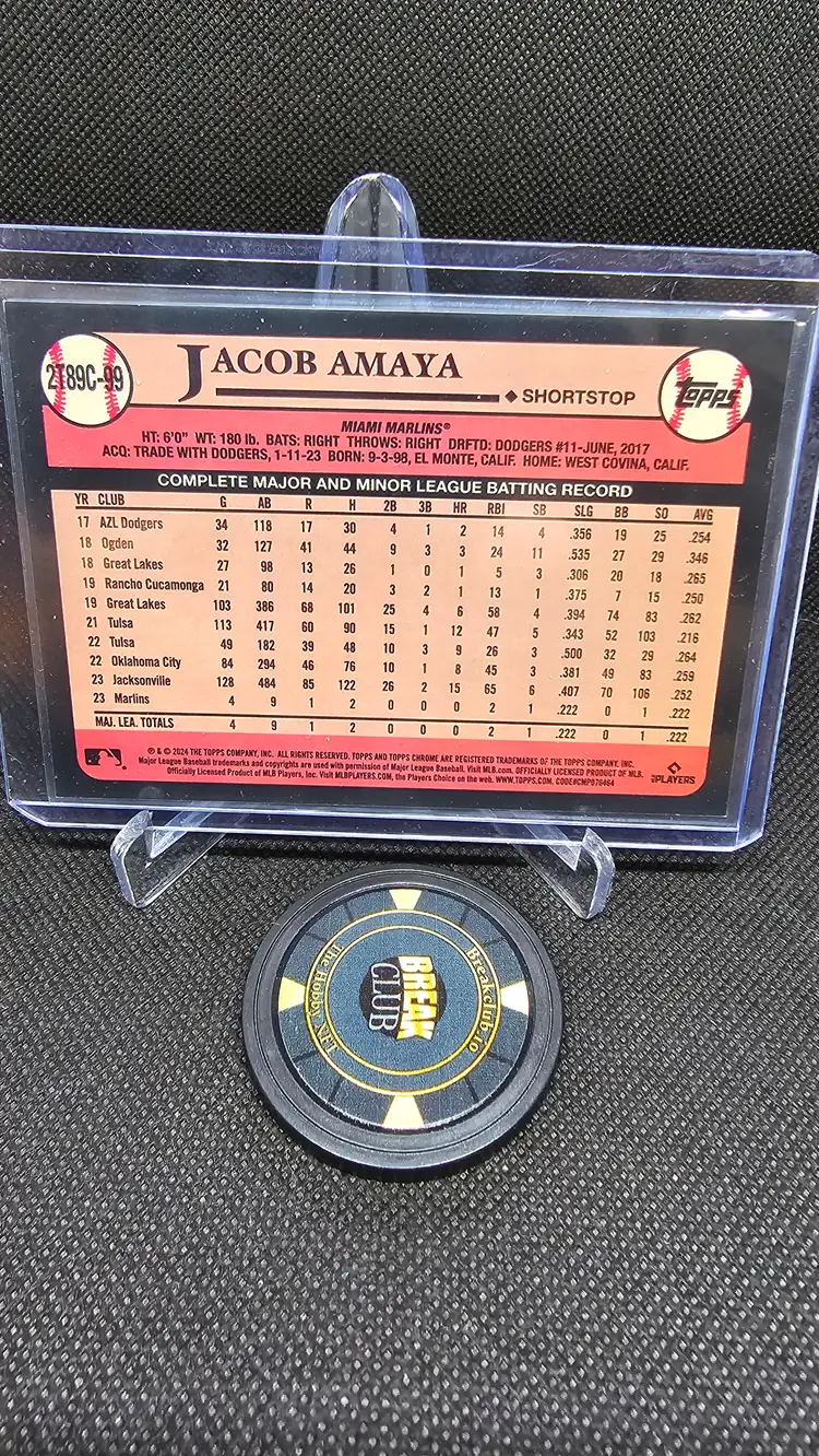 2025 Topps Chrome Jacob Amaya RC #'d 20/199