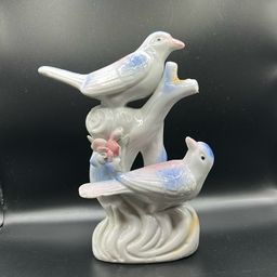 Vintage Porcelain Bird Figurine -2birds On A Branch 1950s