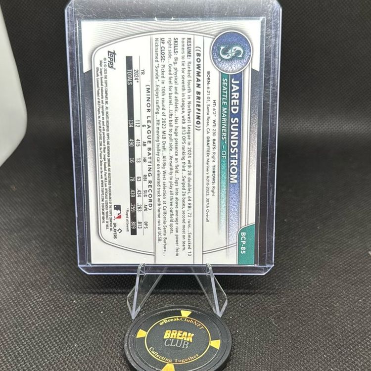2025 Bowman Chrome 1st Jared Sundstrom Gold Geometric 01/50 Seattle Mariners